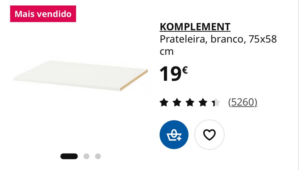 Roupeiro PAX IKEA branco 75cm + 2 varões + 1 prateleira
