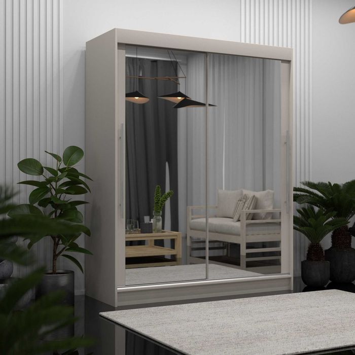 Szafa przesuwna kaszmir z dwoma lustrami 180 szuflady