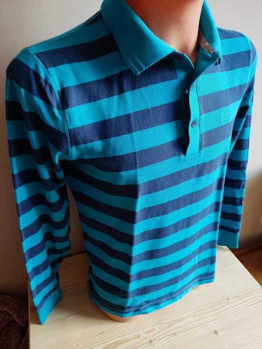 Koszulka polo z długim rękawem Hugo Boss w paski