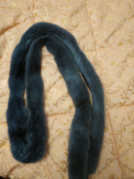 Пояс норковый новый тёмно-синий