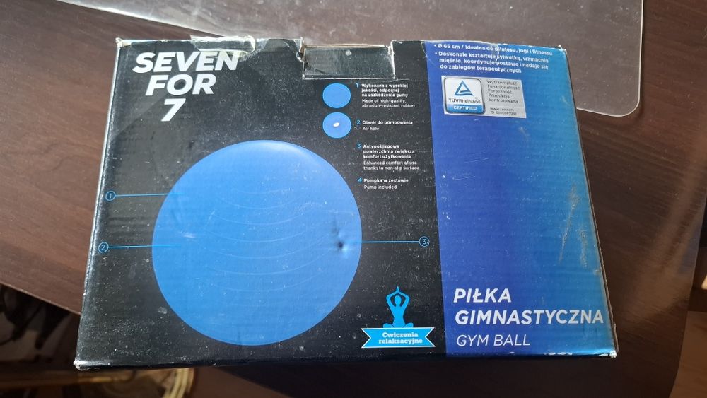 Piłka gimnastyczna z pompką, średnica 65 cm, SEVEN FOR 7
