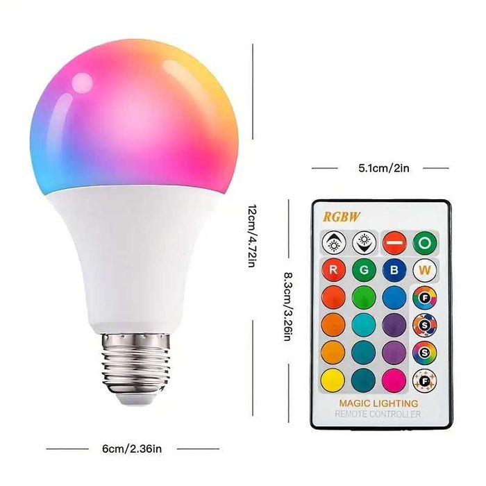 Lampada Inteligente LED  10W RGB, 16 opções de cores regulável CASA