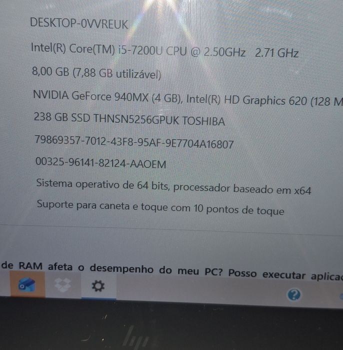 HP envy x360 15bp0xx i5 8gb ram grafica nvidea 940MX 256SD