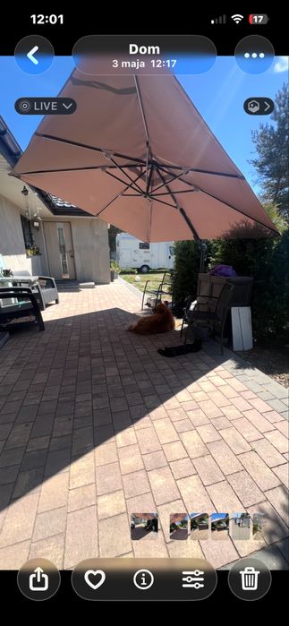 Parasol  ogrodowy nowy boczny mocca led  pokrowiec