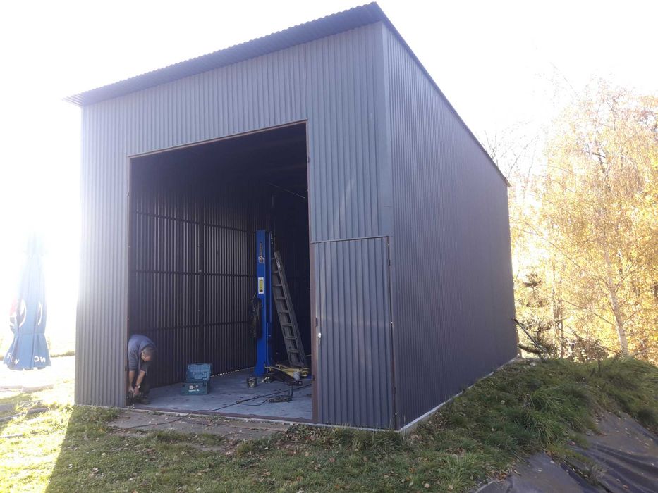 Wysoki GARAŻ BLASZANY  - Wiata , Hala , Magazyn Blaszany - GRZYWSTAL