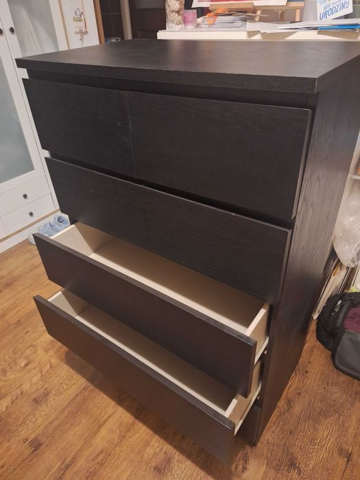Komoda Malm czarna Ikea 6 szuflad, stan bardzo dobry