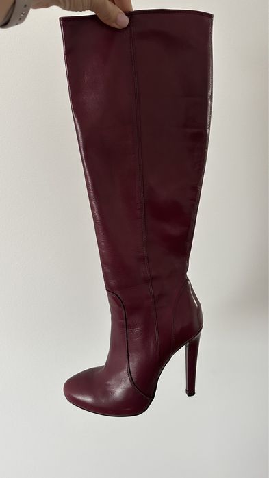 Сапоги на каблуці шкіра
