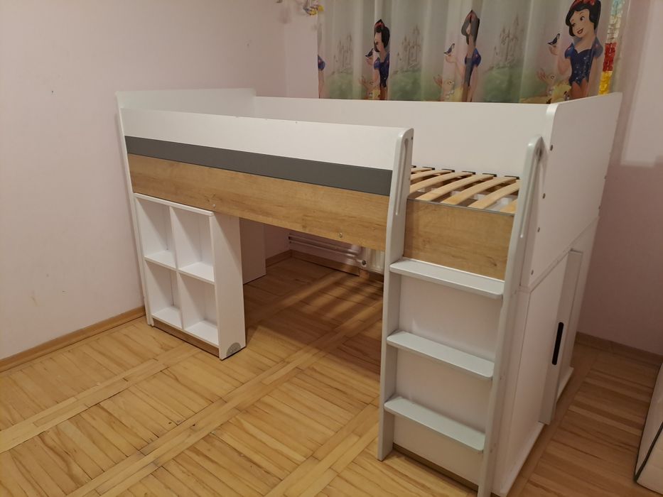 łóżko piętrowe z  wysuwanym biurkiem 90x200 cm