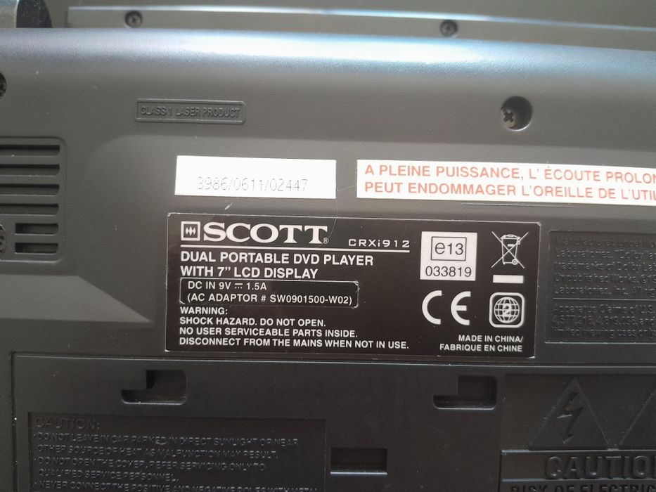 Conjunto de leitor de dvd portátil