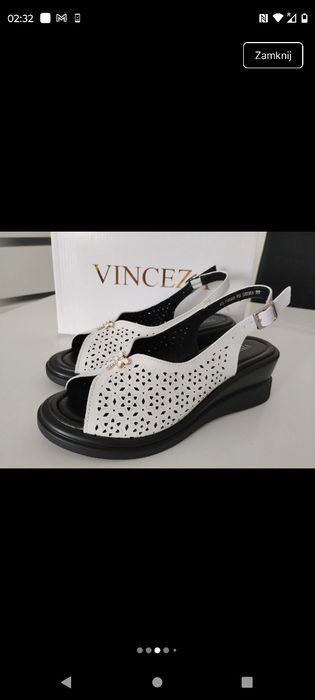 Skórzane sandały z ozdobną -Vinceza