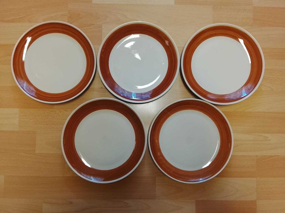 Komplet 5 talerzy obiadowych Porcelit Pruszków PRL