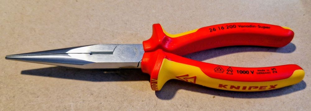 Szczypce płaskie półokrągłe z krawędzią tnącą - KNIPEX - 200 mm VDE 1000V