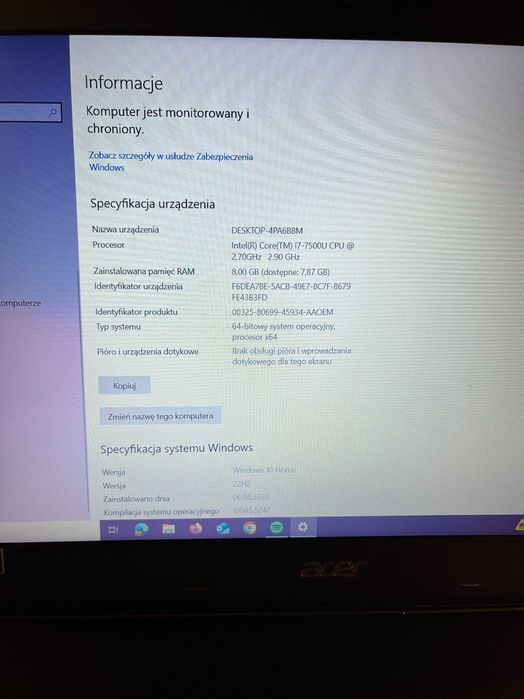 Laptop Acer Aspire F5-573 series