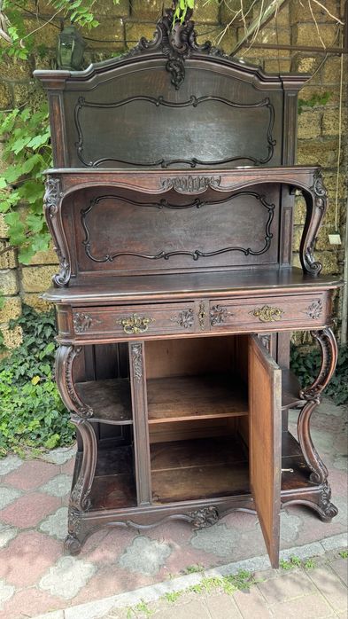 Буфет поставец десертник, антикварный, 120 лет, ручная резьба, Бельгия