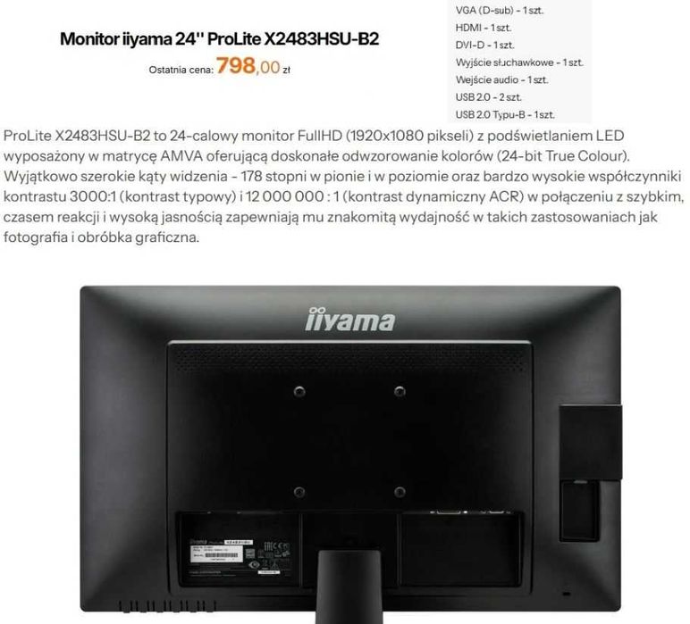 Monitor iiyama 24'' ProLite X2483HSU-B2