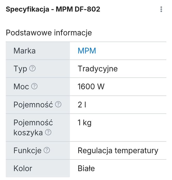 Frytkownica MPM DF 802