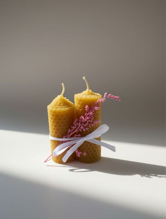 Набір натуральних свічок з бджолиної вощини | ручна робота | подарунок