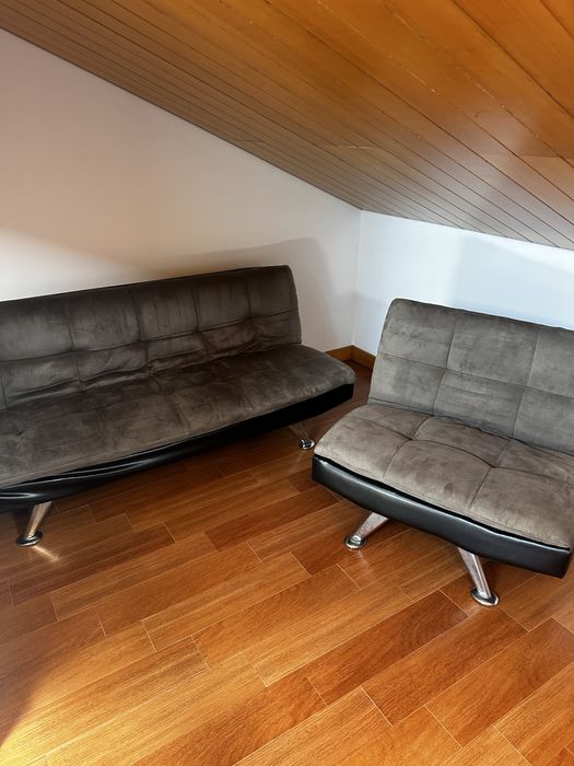 Sofá Cama 180cm Chaise longue Cinza