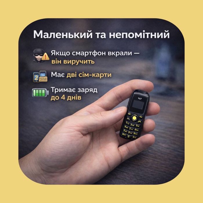 Міні телефон 68 мм Маленький та непомітний 2 SIM