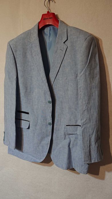 Мужской летний костюм пиджак 2XL 3XL 56 58 большой размер лён