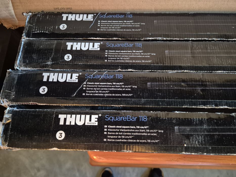 Barras de Tejadilho THULE Squarebar Evo 118 cm — NOVAS | NUNCA INSTALADAS | CAIXA ORIGINAL