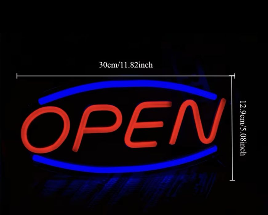 Велика неонов вивіска open,welkome,відчинено,неоновий знак,LED вивіска
