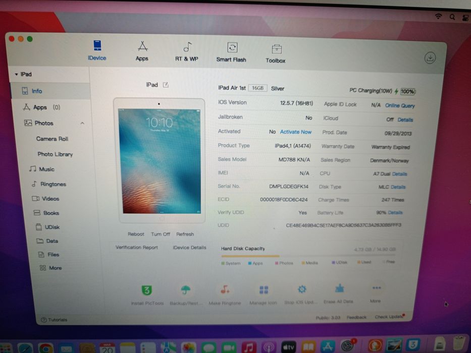 iPad Air A1474 zablokowany