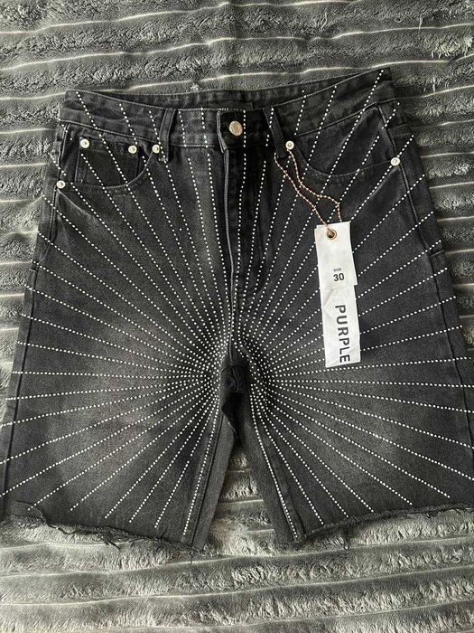 Purple brand shorts шорты перпл бренд со стразами y2k drill drip opium swag