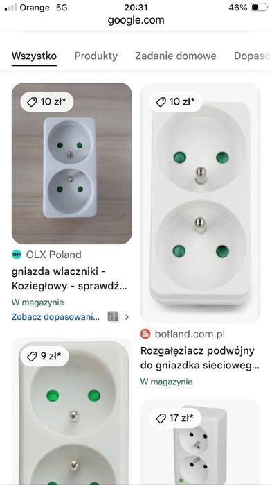 Gniazda wyłącznik biały