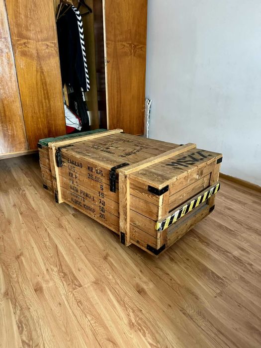 Skrzynia na kołach Loft design mebel stolik szafka ruchoma antyk