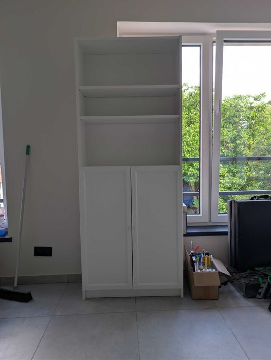 Regał Ikea billy oxberg biały półotwarty