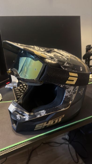 Kask SHOT Furious Army Gold+ gogle