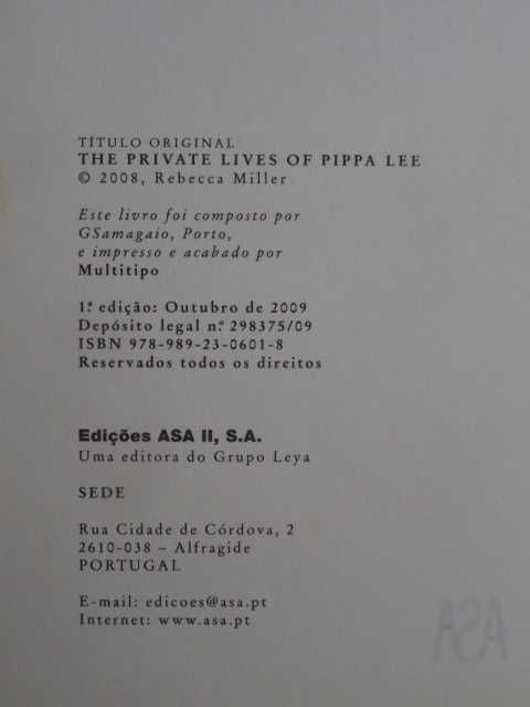 As Vidas Privadas de Pippa Lee de Rebecca Mille - 1ª Edição