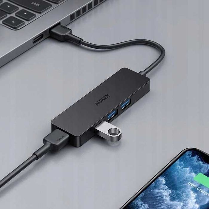 AUKEY CB-H39 HUB USB-C 4xUSB 3.0 Slim 5Gbps Kompaktowy USB-A 4w1