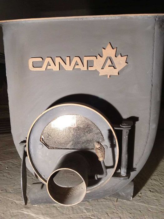 Піч буржуйка калориферна з варильною поверхнею та склом