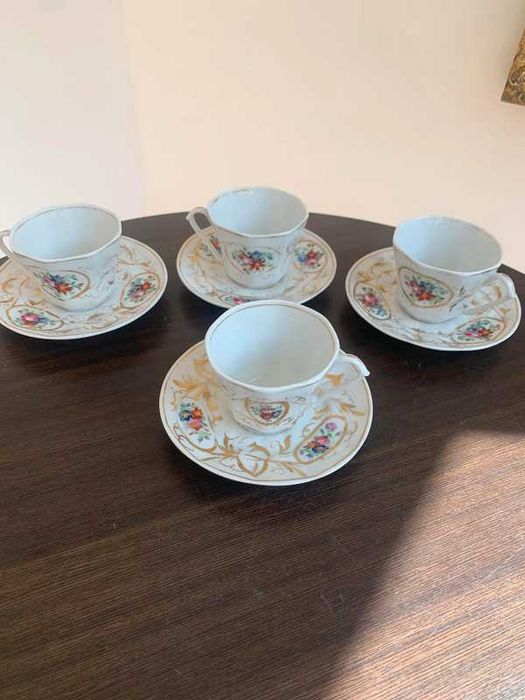 Антикварний сет з 6 чашок з блюдцяями