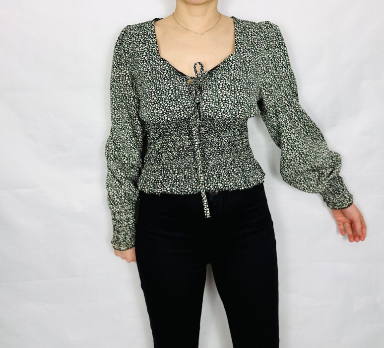 Zielona bluzka w drobne kwiaty S/M 36/38