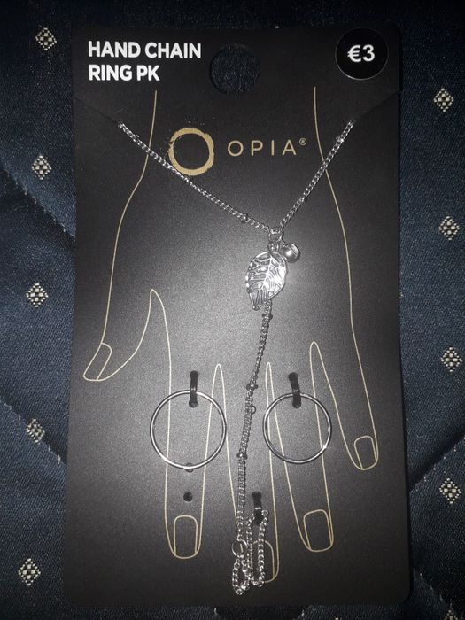 Colar duplo tons de azul, pulseira com ligação ao dedo e de criança