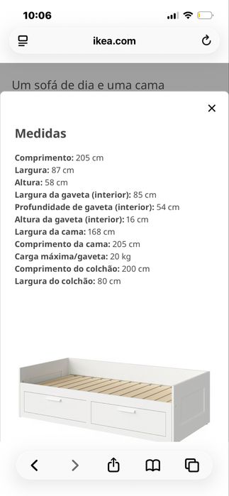 Cama brimnes 80x200 + colchao