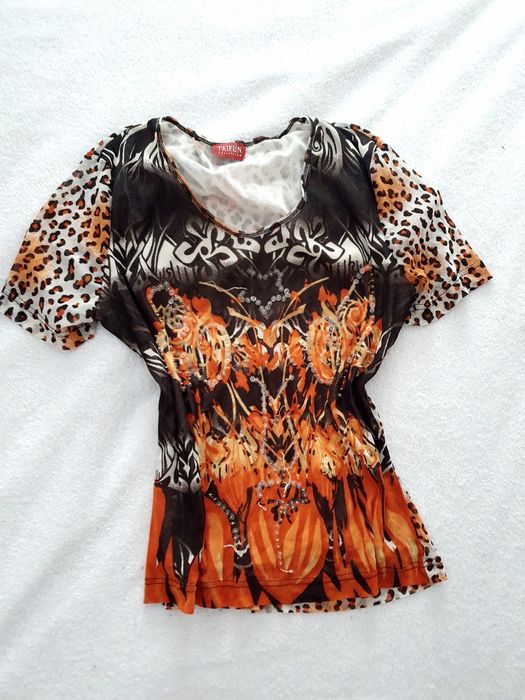 OKAZJA oryginalna bluzka bluzeczka panterka etno