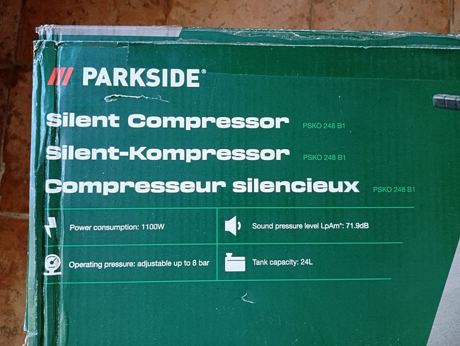Compressor silêncioso Parkside 24Lt 1100W