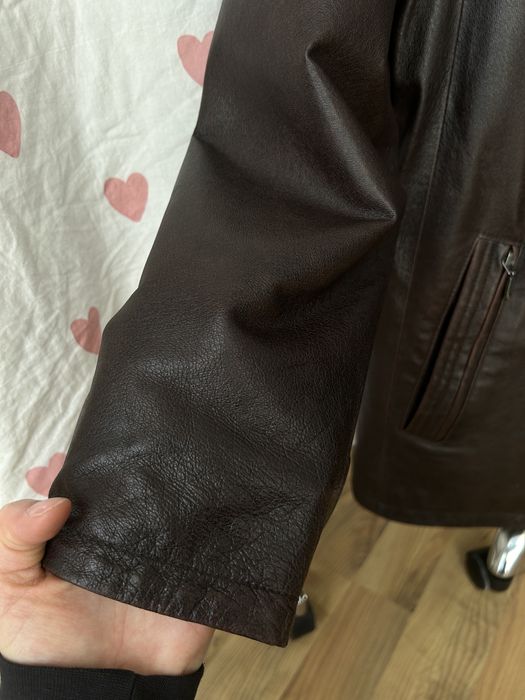 Czekoladowa skórzana kurtka z prawdziwej skóry oversize