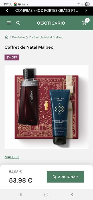 Coffret Malbec Boticário novo
