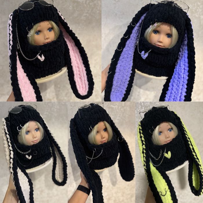 Балаклава плюшевая детская/взрослая с ушами зайца(заяц)