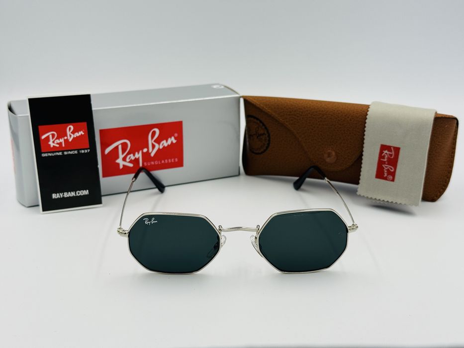 Солнцезащитные очки Ray Ban Octagonal 3556 Silver-Black 53мм стекло