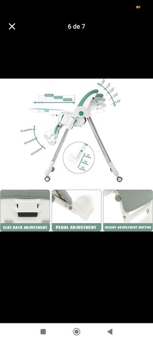 Cadeira de papa KINDERCRAFT inclinável e com apoio de pés