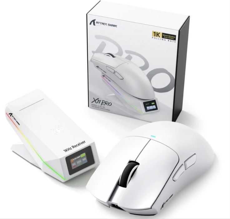 Бездротова Ігрова Мишка Attack Shark X11 Pro V2 white , біла PAW3315 , 30000 DPI