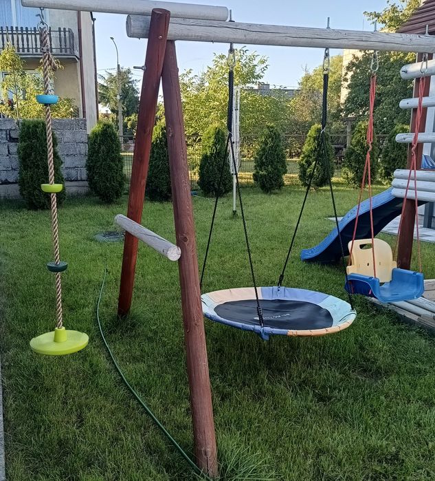 Duży plac zabaw do ogrodu domek huśtawki zjeżdżalnia wspinaczka