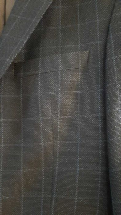 Пиджак полу шерстяной (темно синий  - в клетку) ,52 р