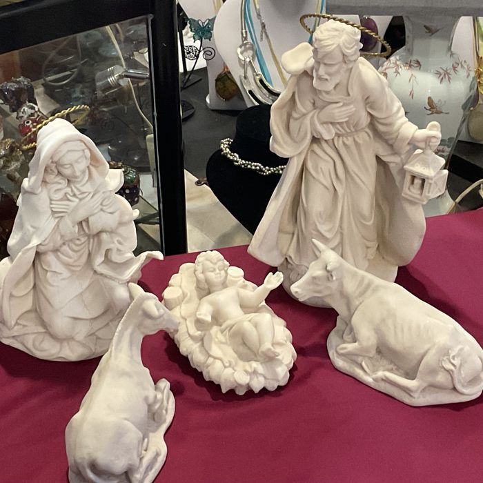 Presépio material de pó de pedra super lindo 5 peças 25/27/18/17 cm